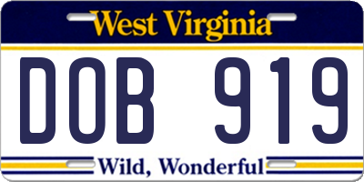 WV license plate DOB919