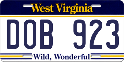 WV license plate DOB923