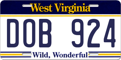 WV license plate DOB924