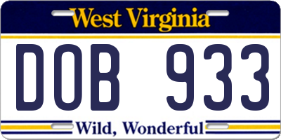 WV license plate DOB933