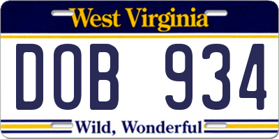 WV license plate DOB934