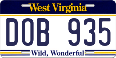 WV license plate DOB935