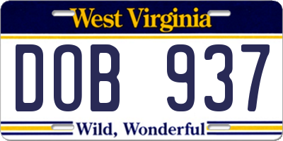 WV license plate DOB937
