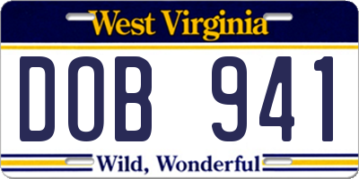 WV license plate DOB941