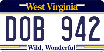 WV license plate DOB942