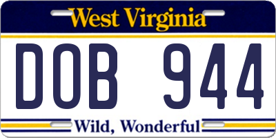 WV license plate DOB944