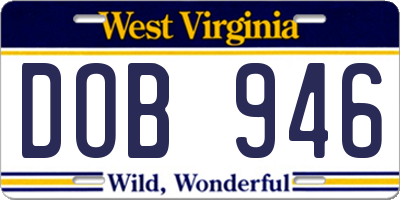 WV license plate DOB946