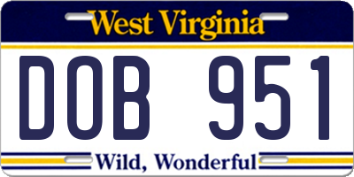 WV license plate DOB951