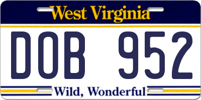 WV license plate DOB952