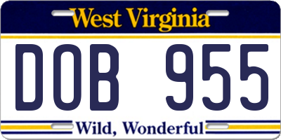 WV license plate DOB955