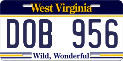 WV license plate DOB956