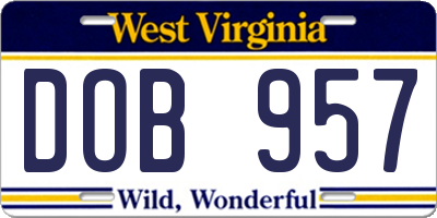 WV license plate DOB957