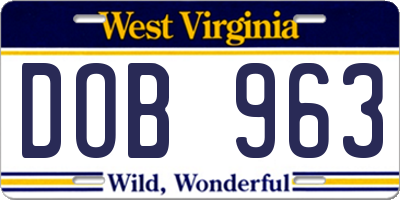 WV license plate DOB963