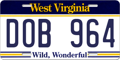 WV license plate DOB964