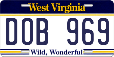 WV license plate DOB969