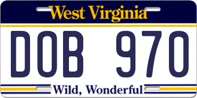 WV license plate DOB970