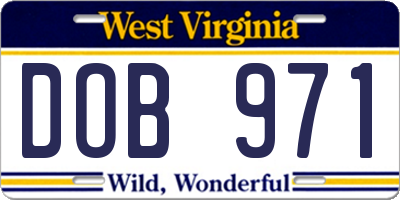 WV license plate DOB971