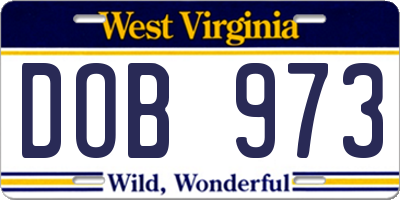 WV license plate DOB973