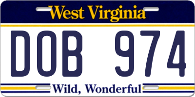 WV license plate DOB974