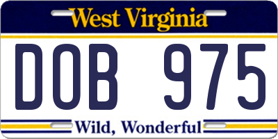 WV license plate DOB975