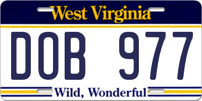 WV license plate DOB977