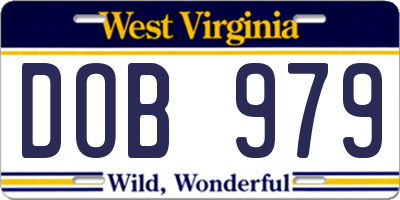 WV license plate DOB979