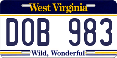 WV license plate DOB983
