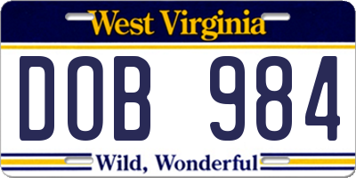 WV license plate DOB984