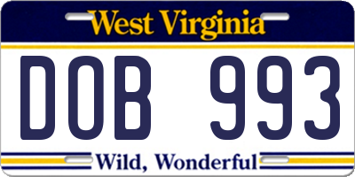 WV license plate DOB993
