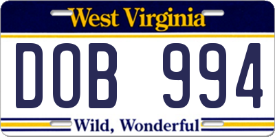 WV license plate DOB994