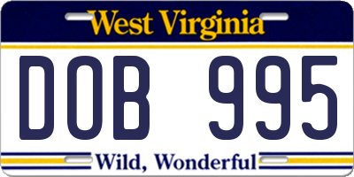 WV license plate DOB995