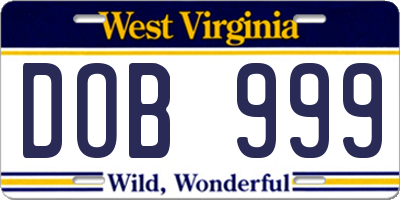 WV license plate DOB999