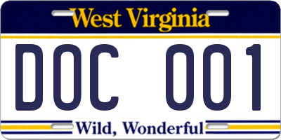WV license plate DOC001