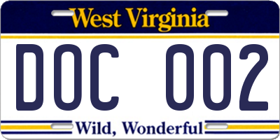 WV license plate DOC002