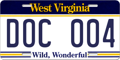 WV license plate DOC004