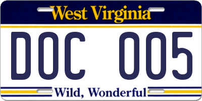 WV license plate DOC005