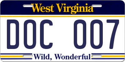 WV license plate DOC007