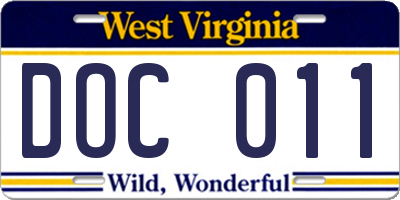 WV license plate DOC011