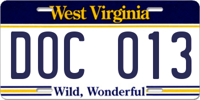 WV license plate DOC013