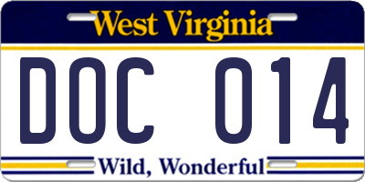 WV license plate DOC014