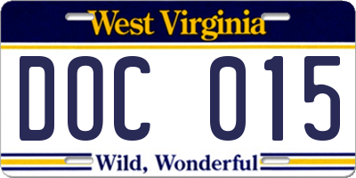 WV license plate DOC015