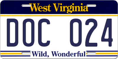 WV license plate DOC024