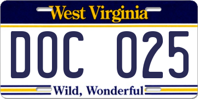 WV license plate DOC025
