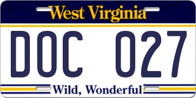 WV license plate DOC027