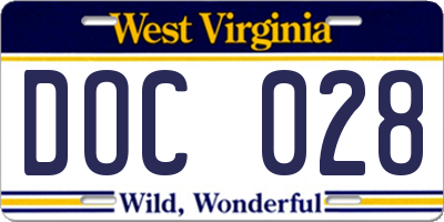 WV license plate DOC028