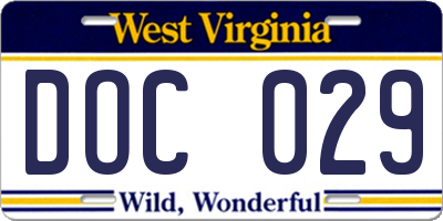 WV license plate DOC029