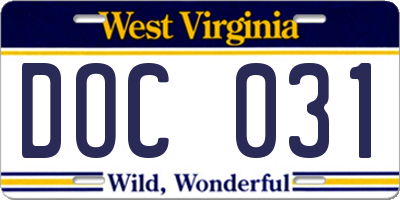 WV license plate DOC031