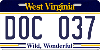 WV license plate DOC037