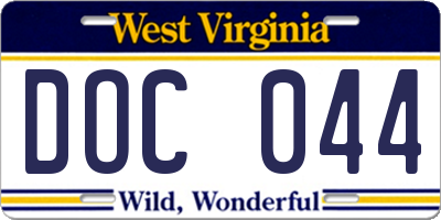 WV license plate DOC044