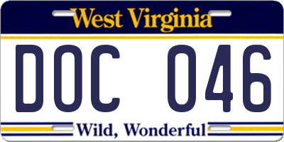 WV license plate DOC046